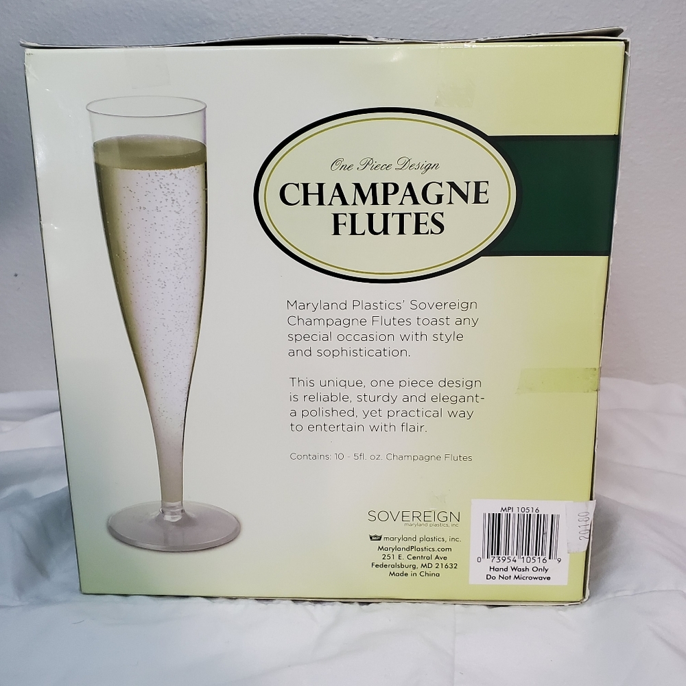 NEW Champagne Glasses 5 oz 10 Pack Plastic Flutes
